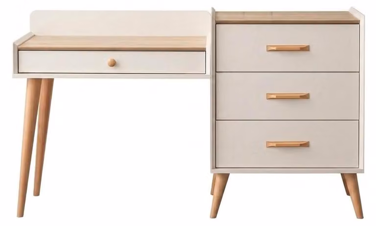 Comodino moderno, beige, versatile, elegante, spazioso, stabile, ben tenuto
