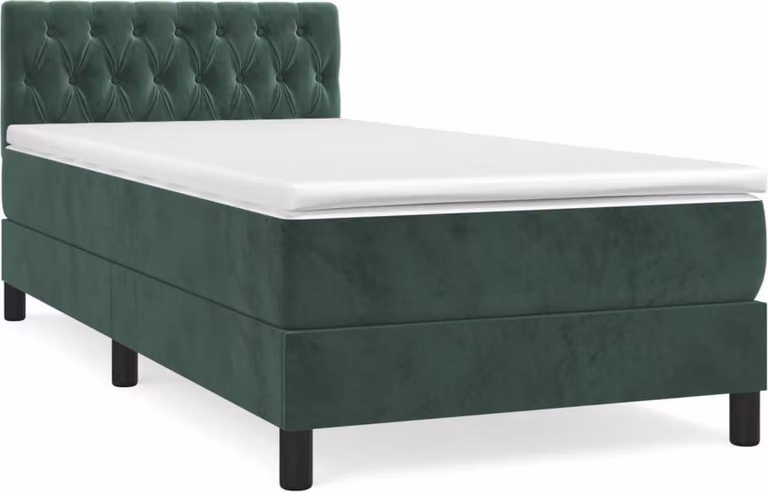 Giroletto a Molle con Materasso Verde Scuro 90x200 cm Velluto