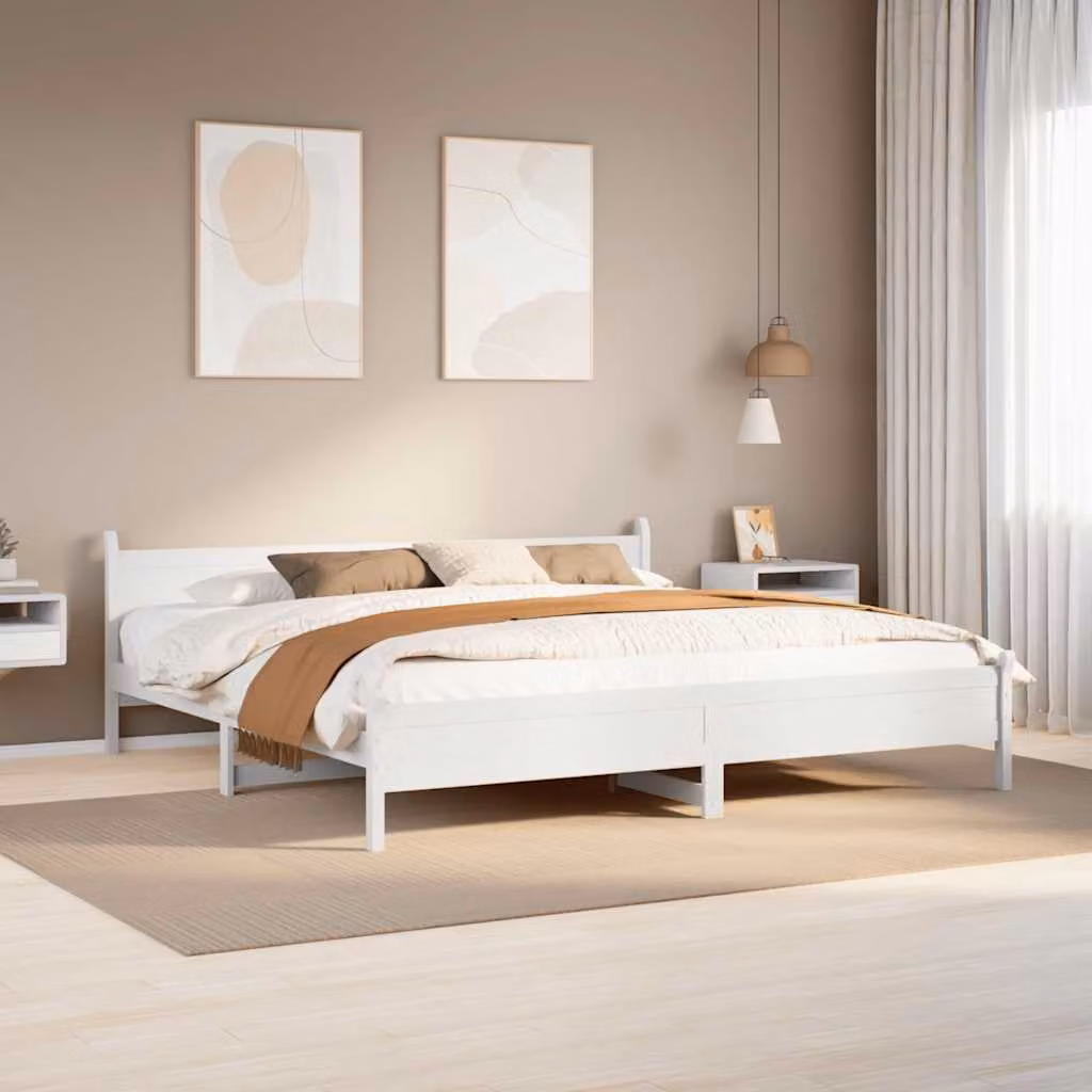 vidaXL Giroletto in legno massello di pino bianco con doghe piatte, L/P: 200 x 200 cm