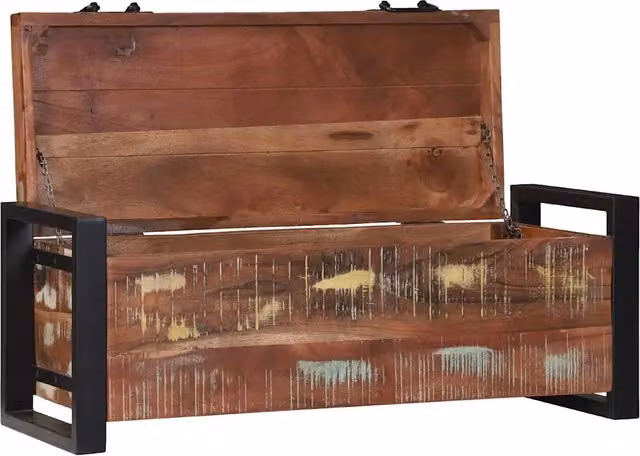 Cassapanca da stoccaggio in legno stile industrial marrone L 80 x P 30 x H 30 cm CFW4970916 – 1
