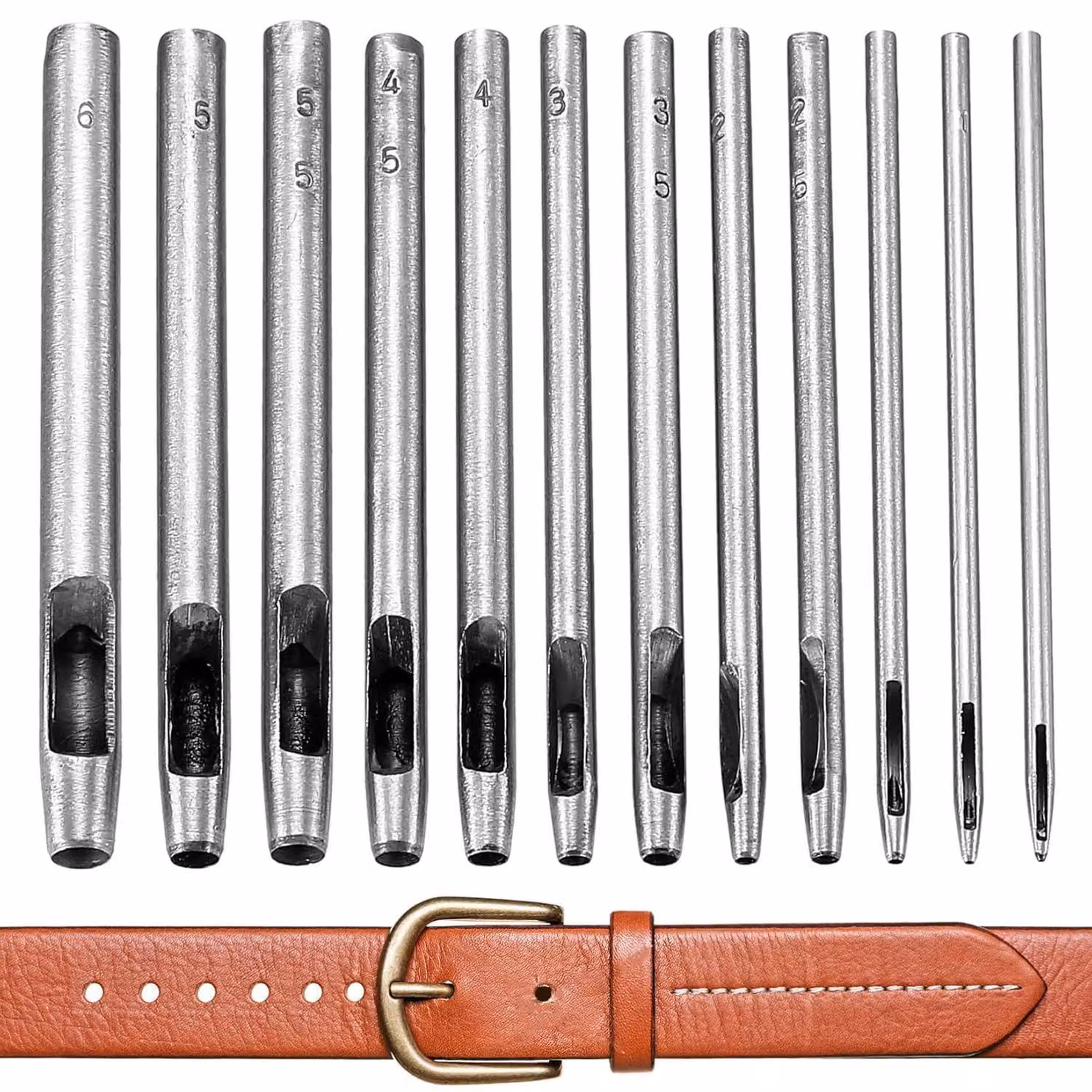 Set di 12 utensili per foratura, tra cui punzone e punteruolo, in acciaio inossidabile, con diametri da 0,5 a 6 mm