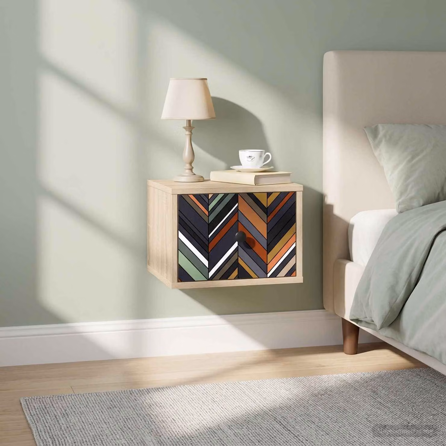 Set di 2 comodini sospesi vidaXL OMMEN in Rovere Sonoma e Nero