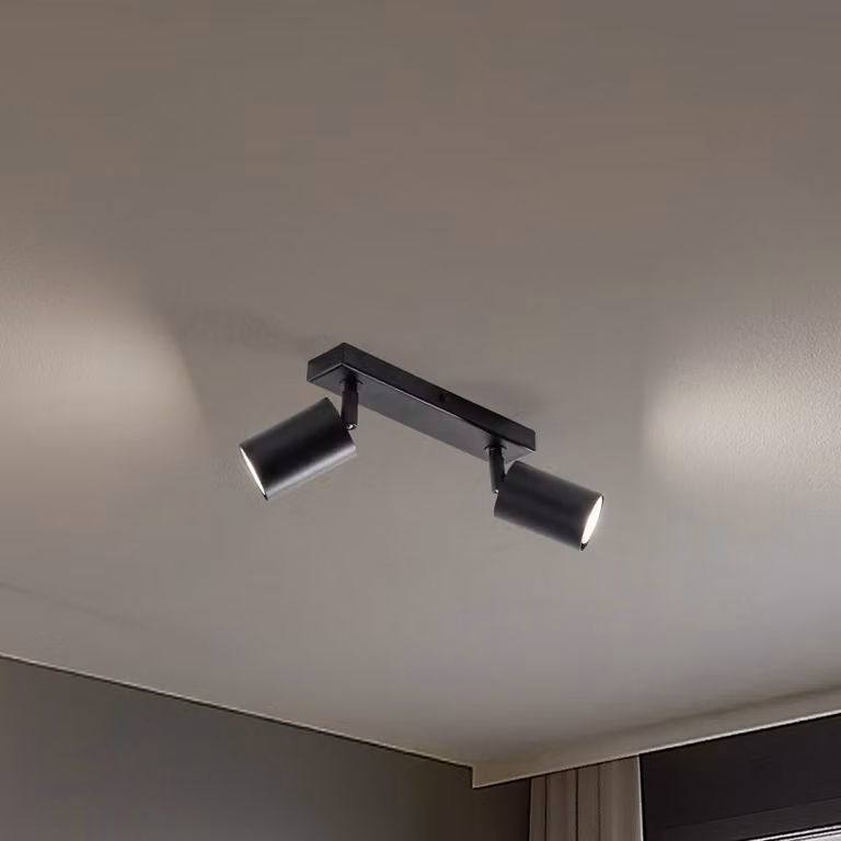 Faretto da soffitto Zoom, a 2 luci, nero Zoom SIGMA, dimmerabile, Nero, Soggiorno / Sala da pranzo, Metallo, Faretto