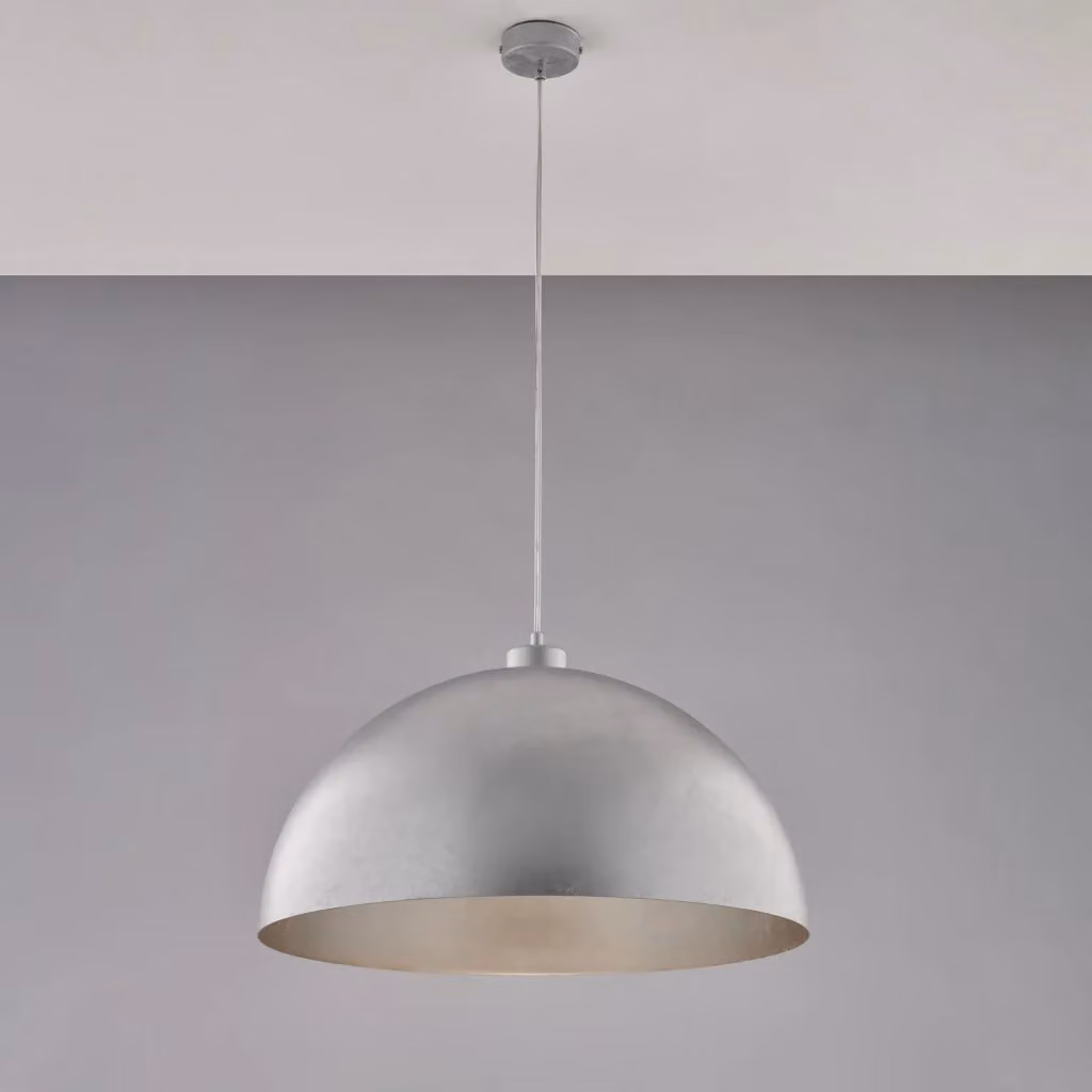 Lampada a sospensione industrial Marcus di BELIGHT in metallo laccato argento, diametro 50 cm – 2