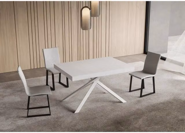 Tavolo allungabile Niket ITAMOBY Bianco Frassino con telaio in metallo L: 120-380 cm, P: 90 cm