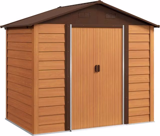 Casetta da Giardino ¨C Xylo ¨C Acciaio Effetto Legno Marrone 236x196x208 cm