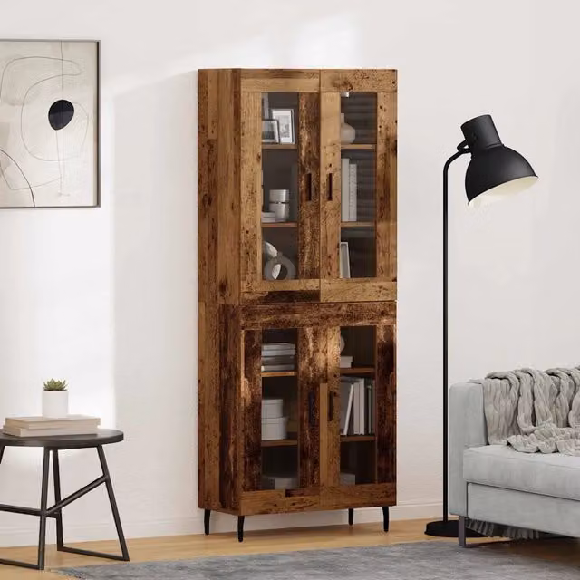 Set di 2 credenze moderne vidaXL in legno e metallo color marrone, L/P/H: 69,5 x 34 x 180 cm