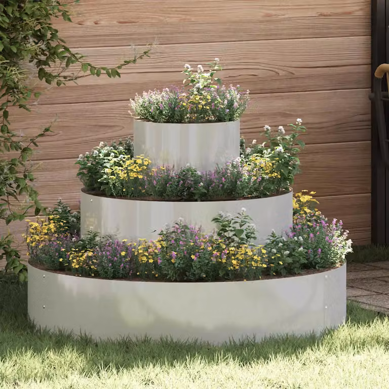 Vaso da giardino vidaXL in acciaio zincato Argento L: 90 cm, P: 90 cm, H: 20 cm