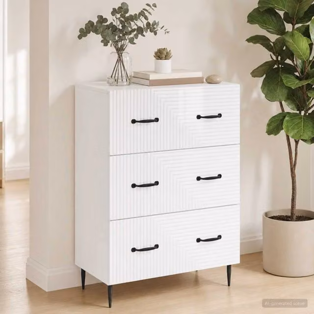 Mobile con Cassetti vidaXL in Legno e Metallo Bianco Stile Vintage L: 66 cm, P: 34,5 cm, H: 89,5 cm