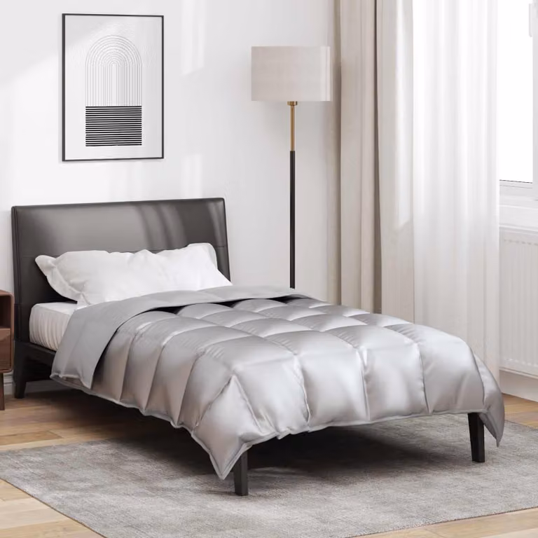 vidaXL Piumone Invernale in Microfibra Argento L/P/H: 140 x 200 cm