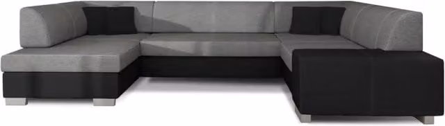 Divano panoramico a U HAVANA MEUBLORAMA convertibile con funzione letto, 6 posti, Grigio scuro e Nero, L: 322 cm x P: 176 cm x H: 204 cm