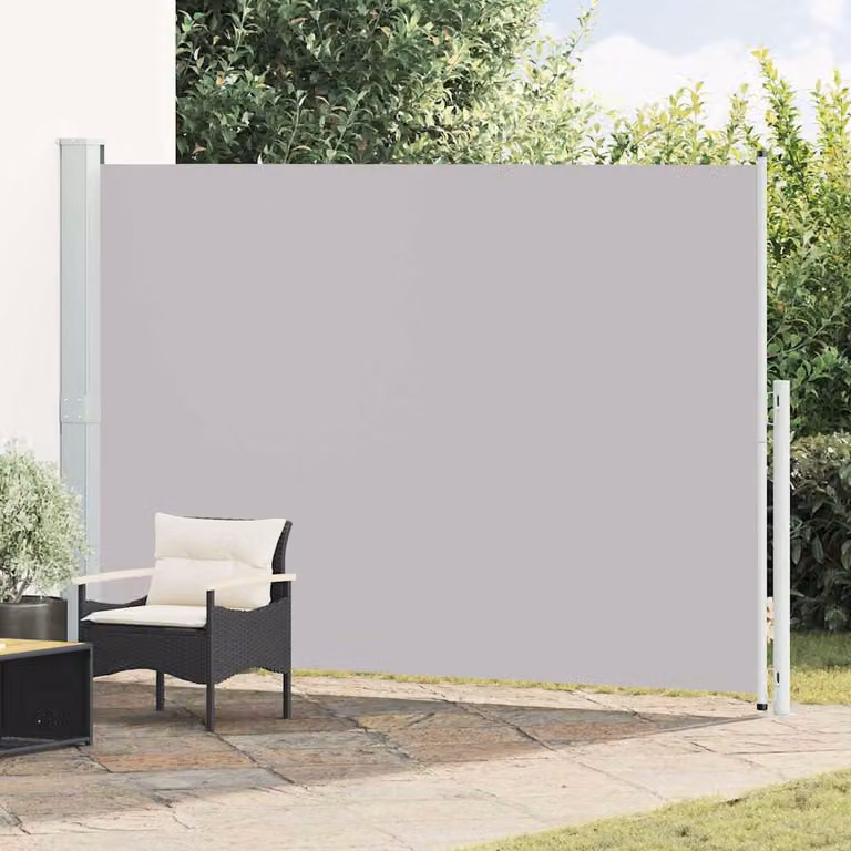 Tenda Laterale Retrattile per Patio vidaXL in Poliestere e Acciaio, Grigia, L: 314 cm, H: 200 cm