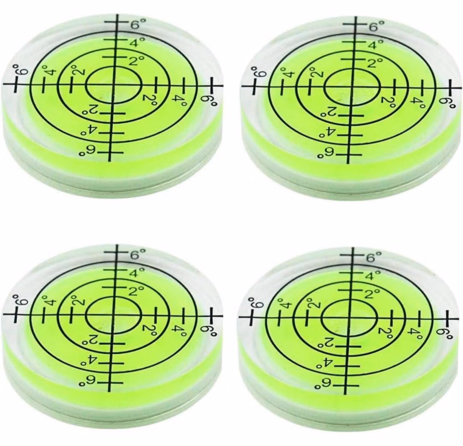 Livella a bolla rotonda, misuratore, confezione da 4 pezzi, diametro 32 mm, mini, colore giallo