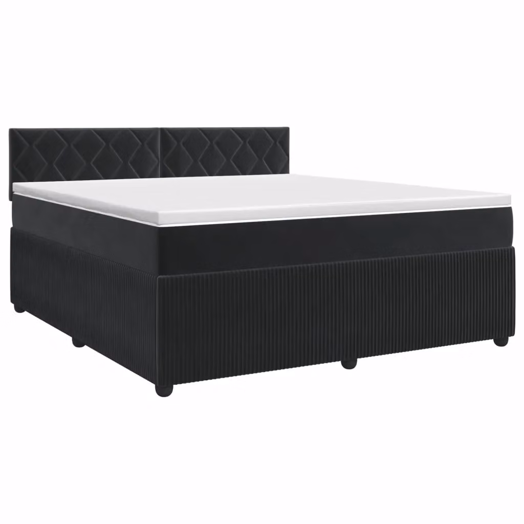 Letto box spring con materasso ibrido vidaXL in velluto nero, L/P: 180 x 200 cm – 2