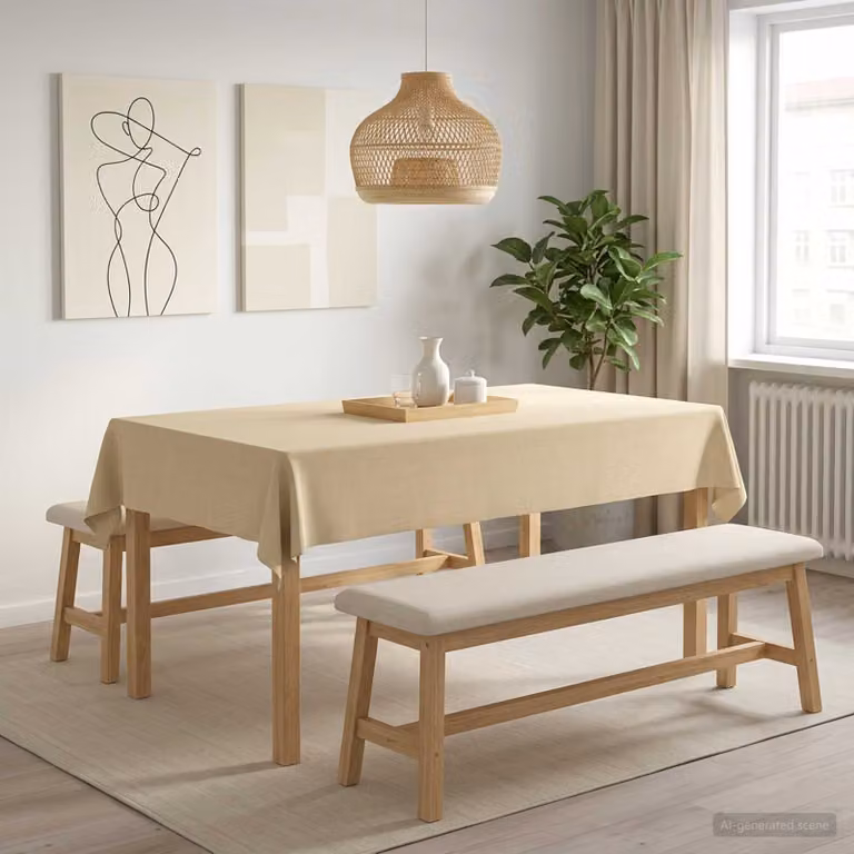 Set di 5 tovaglie rettangolari vidaXL in poliestere, colore bianco crema, idrorepellenti e lavabili in lavatrice, L 110 cm x P 180 cm