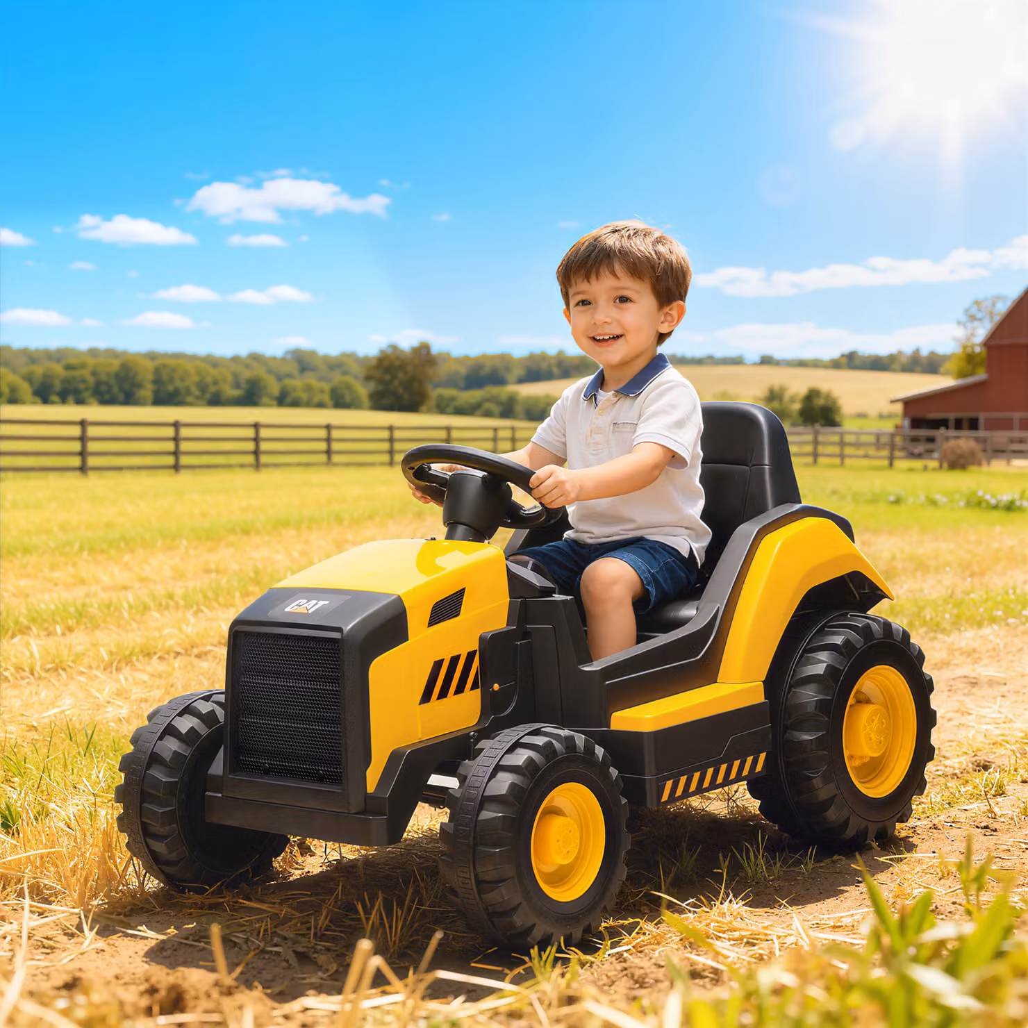 AIYAPLAY Macchina Elettrica CAT 12V per Bambini 3-6 Anni con Telecomando e Guida Manuale, Giallo – 2