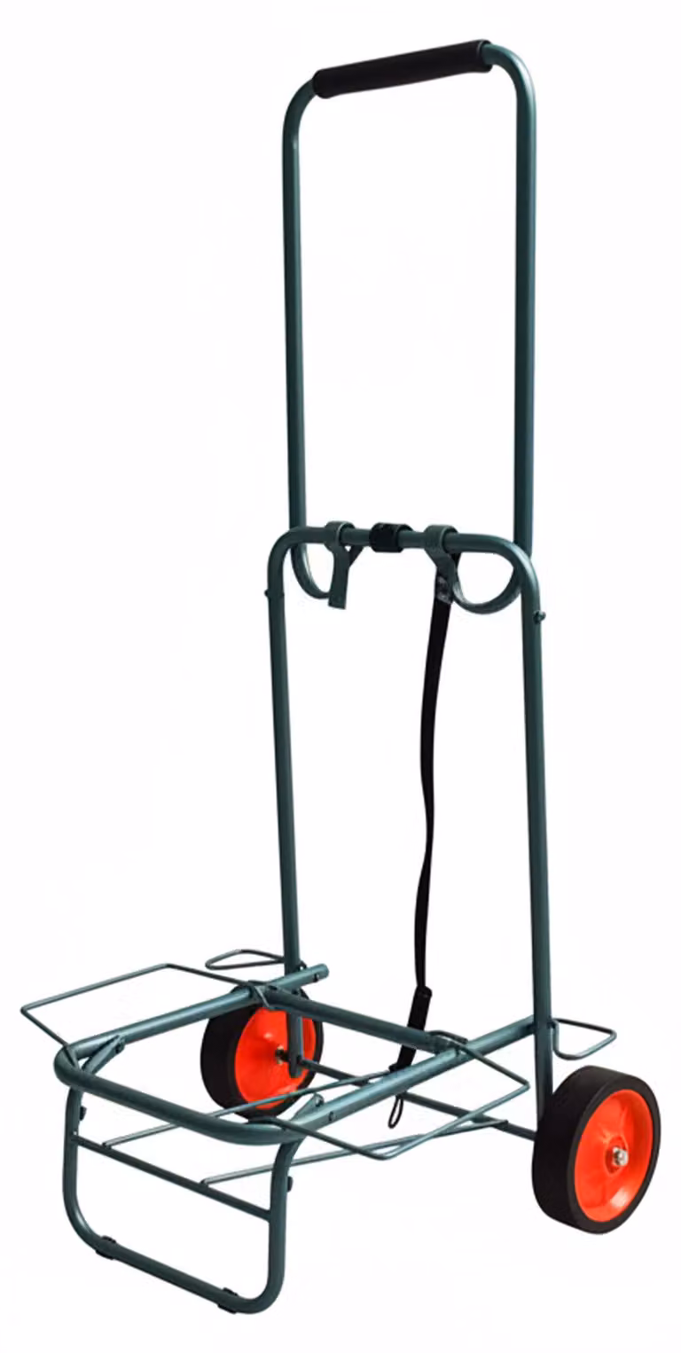 Carrello da trasporto Relaxdays, pieghevole, maniglia imbottita, 2 ruote in gomma, cinghie di fissaggio, fino a 35 kg, piccolo carrello da trasporto, verde