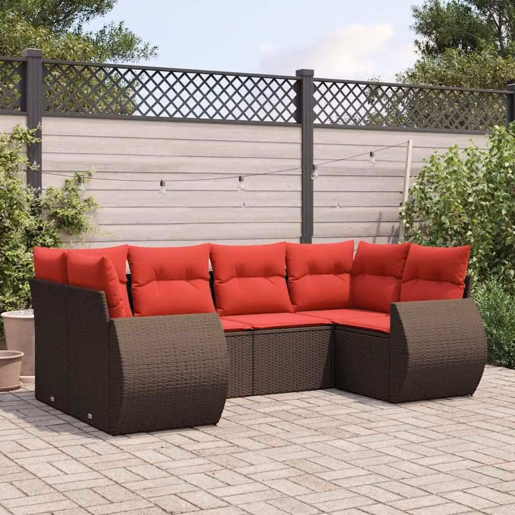 Maison Exclusive - Set di 6 divani da giardino con cuscini, marrone, polyrattan