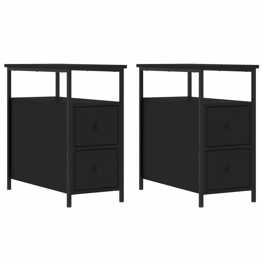 Set di 2 comodini Design Mania neri in legno multistrato e metallo L/P/H: 30 x 60 x 60 cm – 2