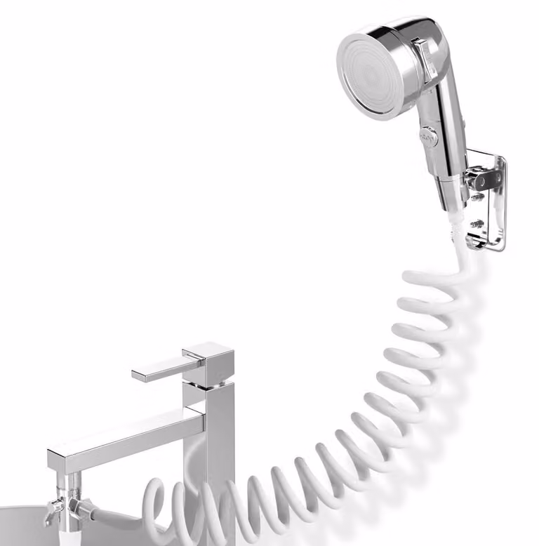 Set per lavaggio con erogatore manuale, completo di tubo da 3 metri, supporto e soffione
