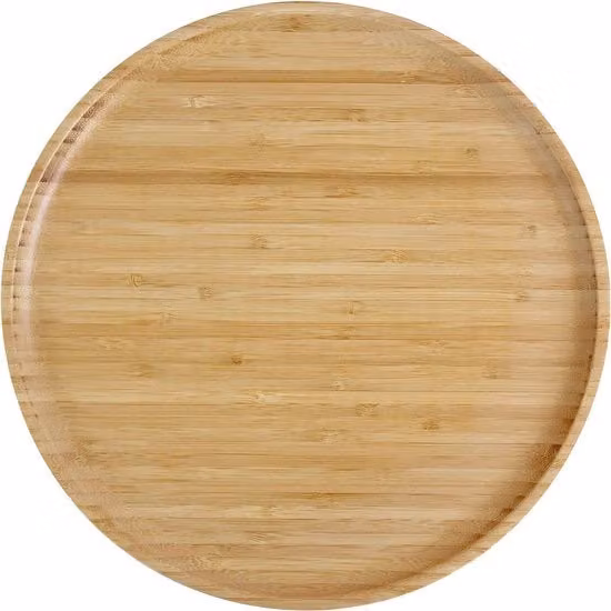 Tavoli di bambù riciclabili, 100% tavoli di bambù, piatti rotondi in legno, piatti di bambù, piatti piatti, servizio da tavola, piatti in legno, piatti riciclabili, set di 4 x 30 cm