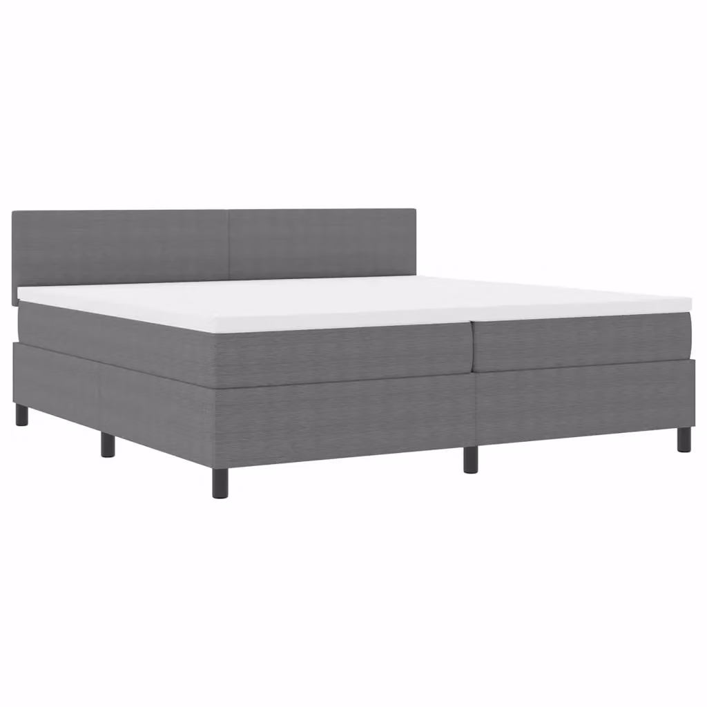 Letto a molle con testiera in tessuto velluto a coste vidaXL, Grigio e Bianco, L: 200 cm, P: 200 cm, H: 280 cm – 2