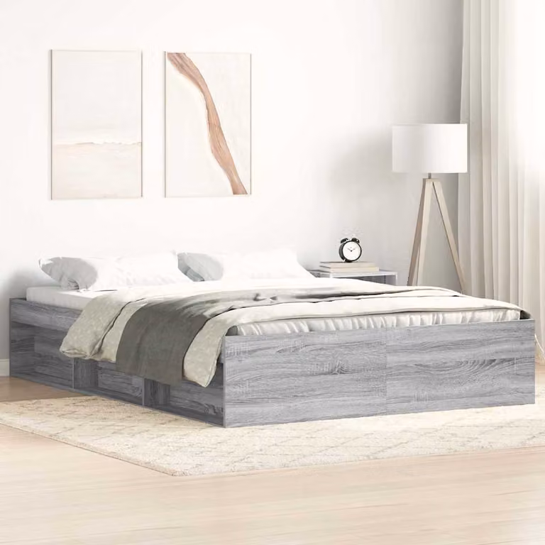Giroletto vidaXL in legno e MDF Grigio Sonoma con doghe piatte L/P/H: 120 x 200 x 35 cm