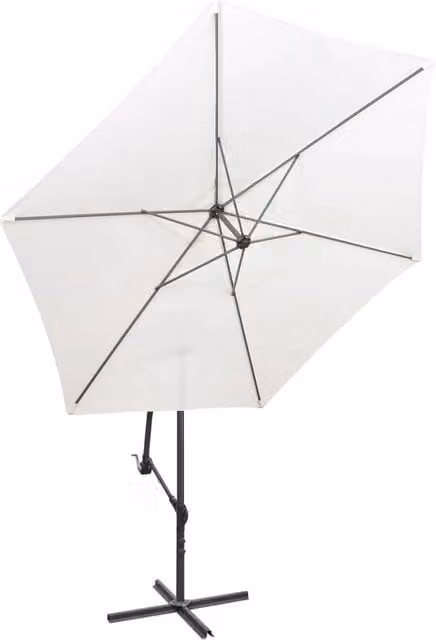 Ombrellone a sbalzo da giardino DESIGN IN bianco sabbia con struttura in acciaio e copertura in poliestere, diametro 300 cm, altezza: 248 cm
