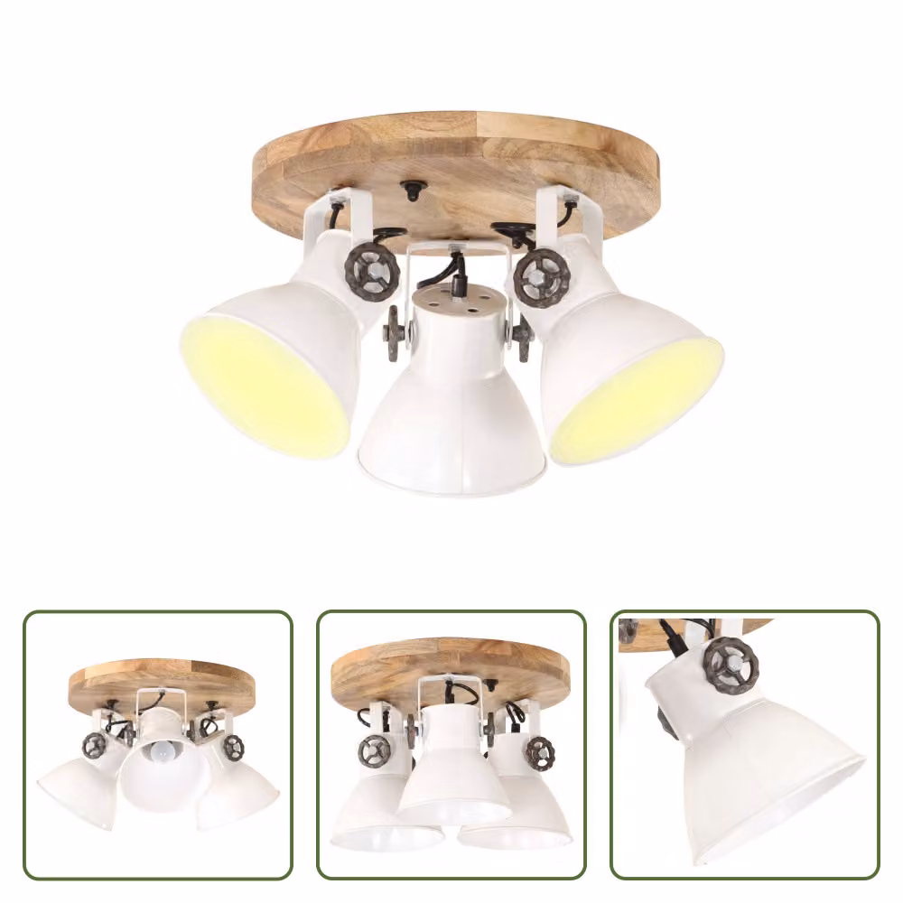 The Living Store Lampada da soffitto stile industriale 25 W Bianco 42x27 cm E27