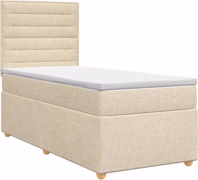 Letto box spring con materasso Crema 100 x 200 cm Tessuto 3453814