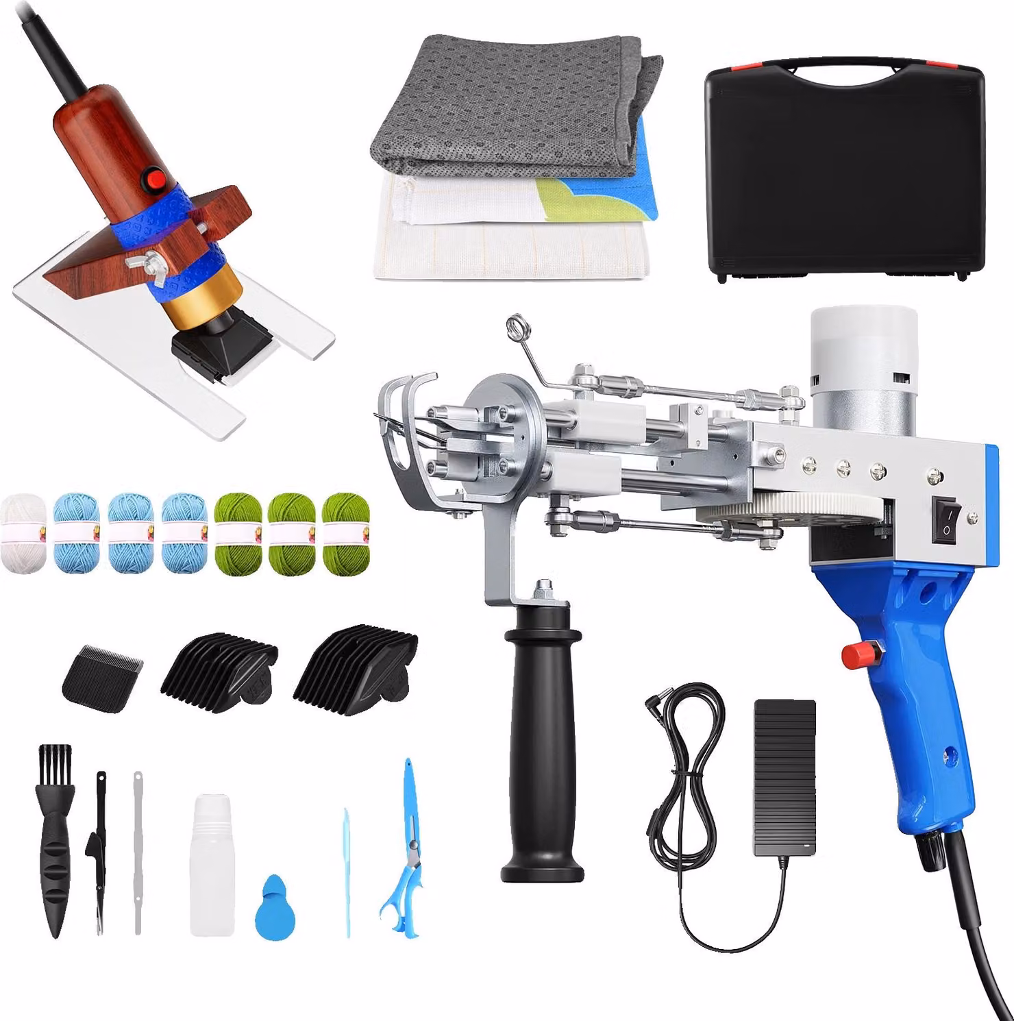 Starter kit pistola per tufting, funzionalità 2 in 1, strumenti completi per tufting, ROSA ROT