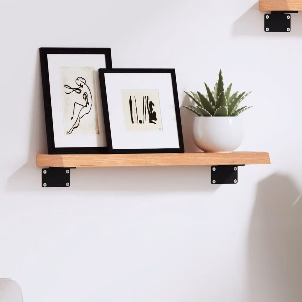 Ripiano da muro vidaXL in rovere massello marrone con finitura rustica L 40 cm, P 10 cm, H 2 cm
