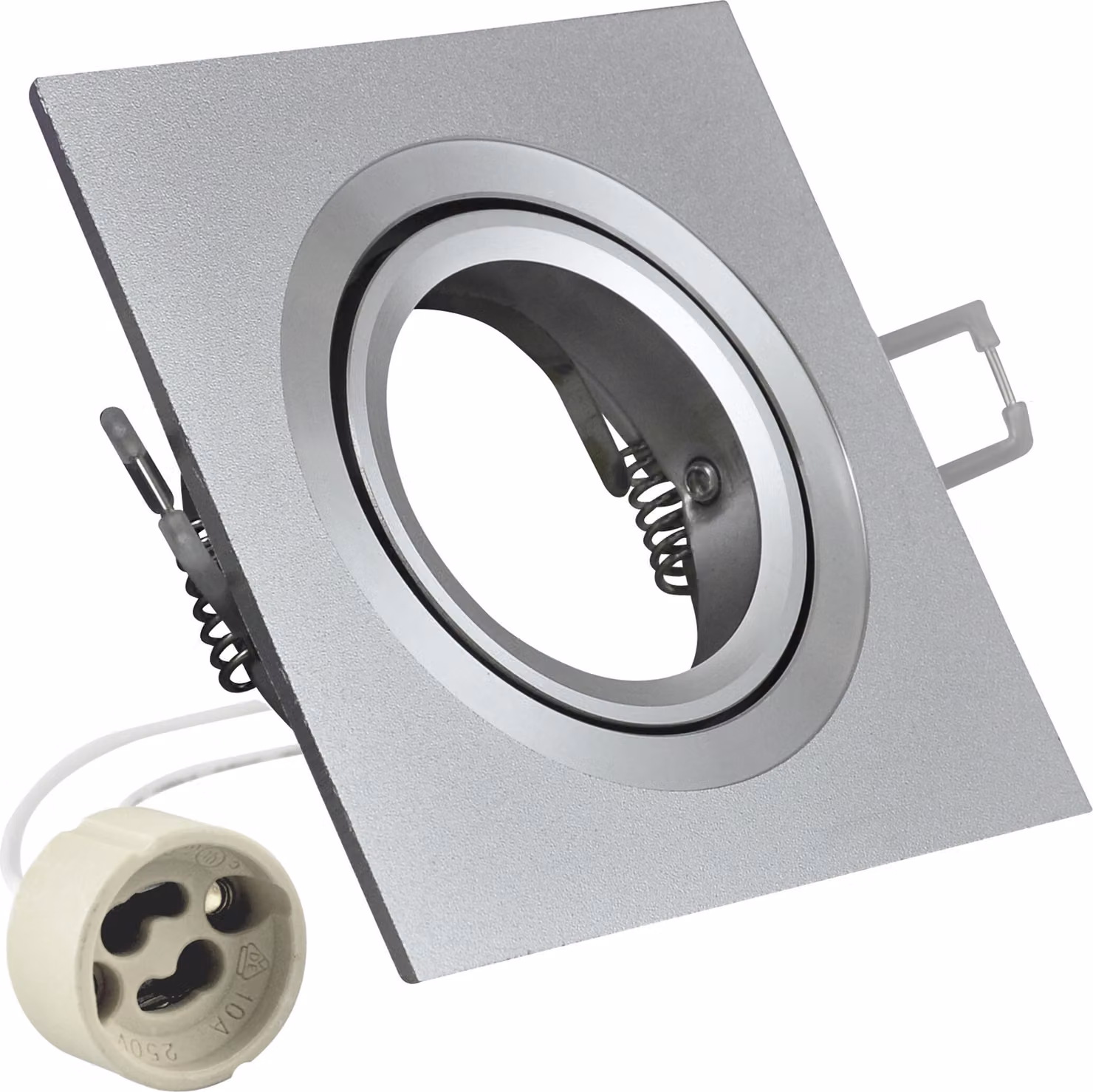 OPAL alum 2in1 argento sabbiato apparecchio quadrato da incasso SUD 302120 Polux
