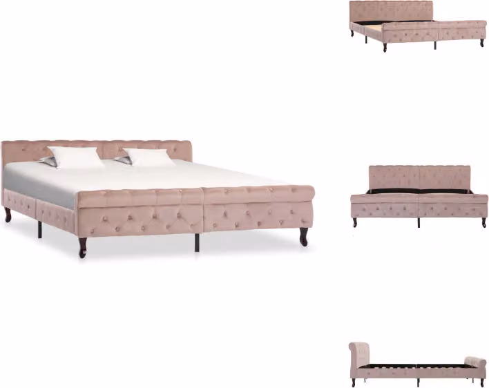 vidaXL Struttura letto in velluto rosa 180x200 cm - Letti e strutture letto