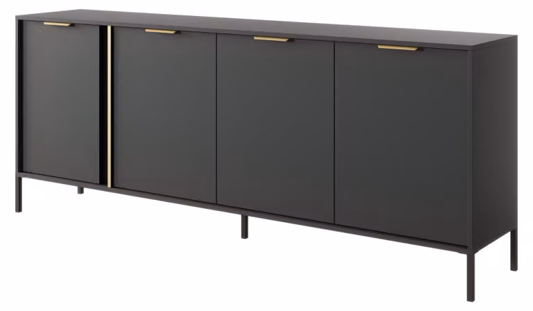 Comò spazioso per soggiorno e camera da letto, colore antracite, dimensioni 203 x 39,5 x 81,4 cm