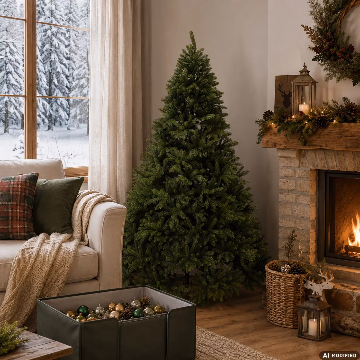 Albero di Natale Artificiale Scandinavo VESTIAMO CASA Verde H 210 cm, Diametro alla base: 142 cm – 2