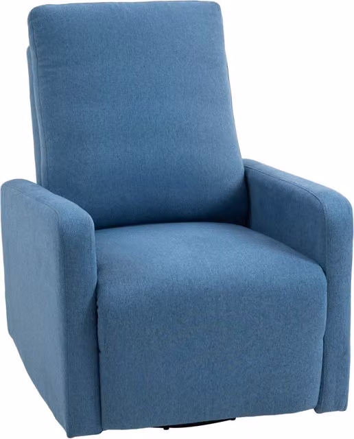 Poltrona Relax Reclinabile Manualmente a 135° Girevole a 360° con Funzione Dondolo Blu