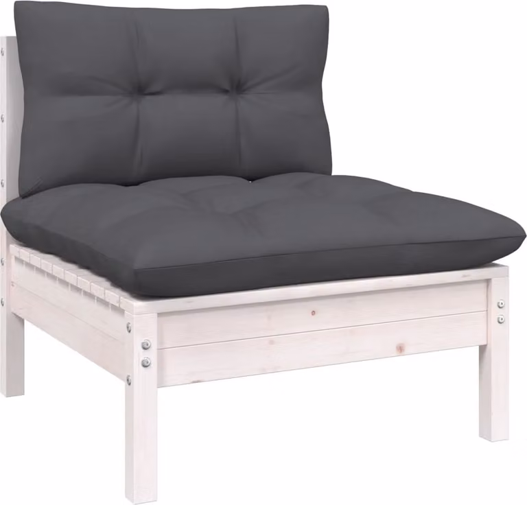 Set Divani da Giardino 9 pz con Cuscini Bianchi Legno di Pino