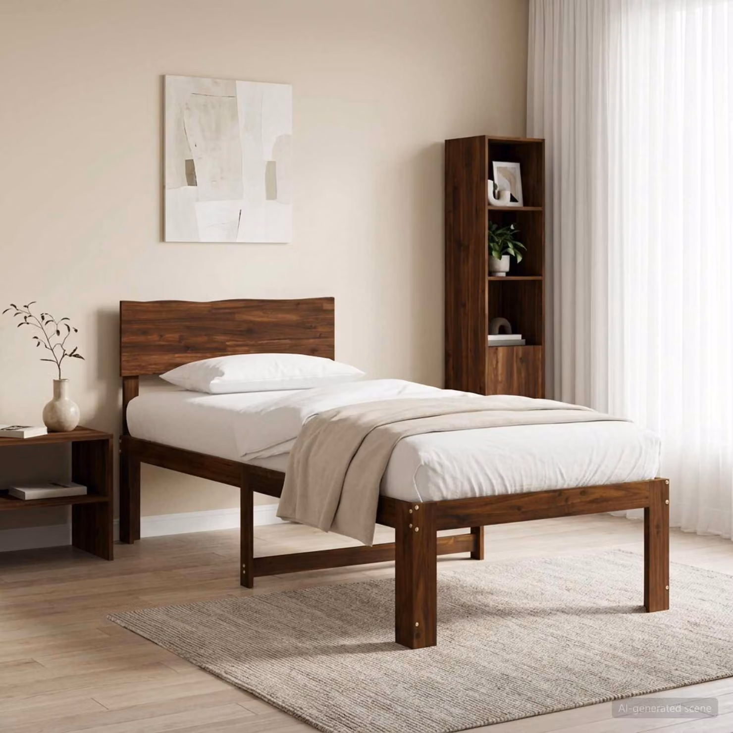 Letto Singolo con Testiera vidaXL ROSTOCK in Legno di Acacia Marrone Scuro L/P/H: 205.5 x 90 x 140 cm