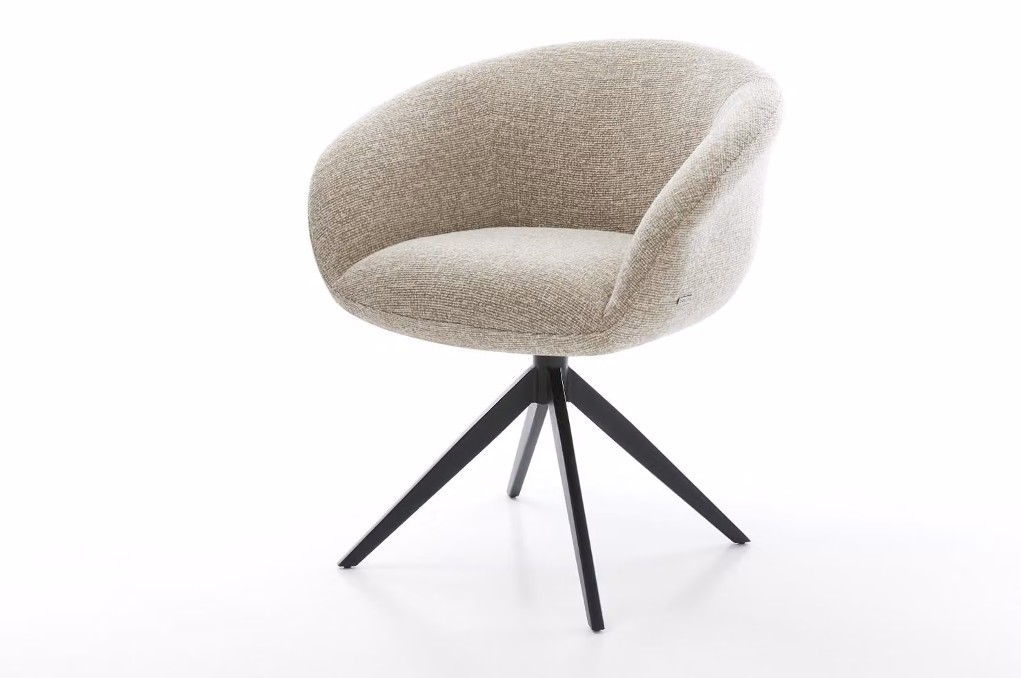 DELIFE sedia girevole Vinka-Flex con braccioli in tessuto morbido beige telaio trasversale nero largo 360° girevole funzione dondolo nucleo a molle tascabili