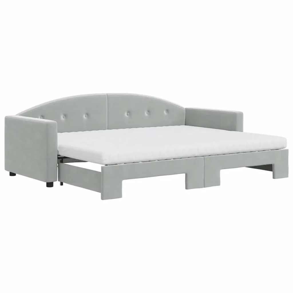 Divano Letto Estraibile vidaXL in Velluto Grigio con Cassetto per Materasso 80 x 200 cm – 2