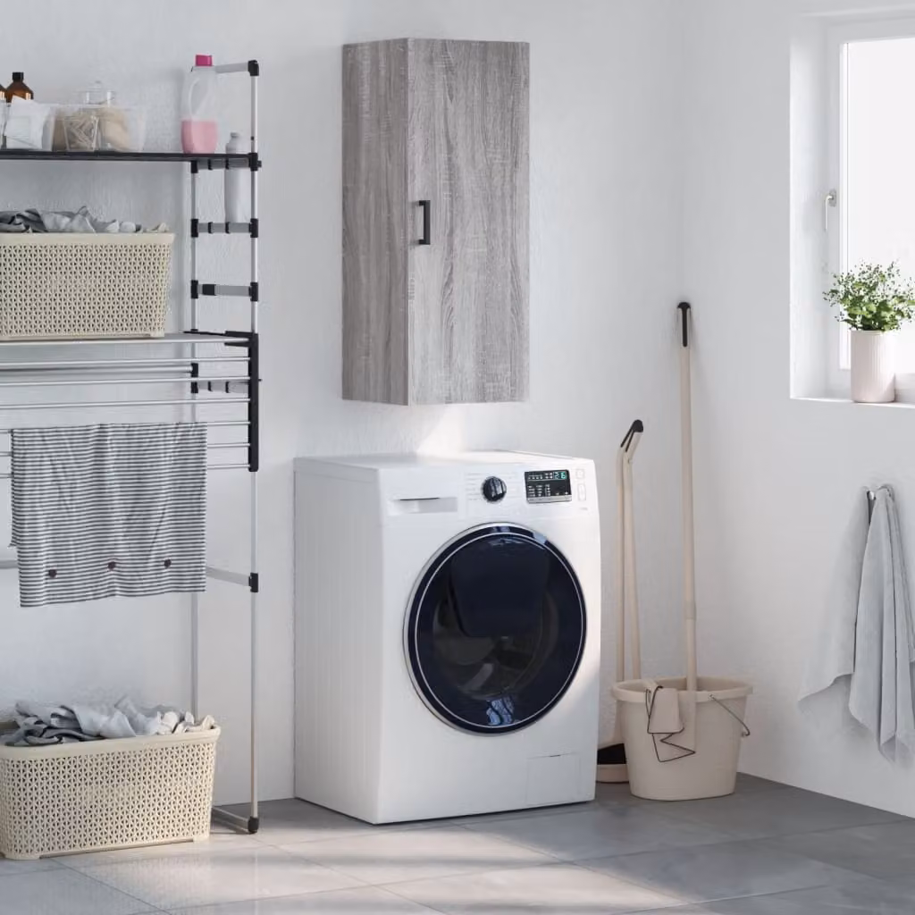 Mobile a parete vidaXL moderno in legno MDF Grigio Sonoma L: 34,5 cm, P: 34 cm, H: 90 cm