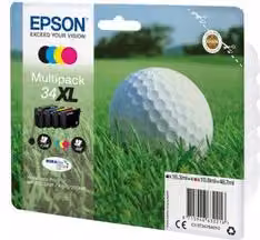 Multipack di cartucce per stampante inkjet Epson DURABRITE ULTRA Serie Pallina da Golf T34 XL C13T34764010 Nero, Ciano, Magenta, Giallo