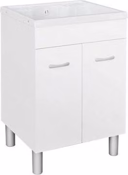 Lavatoio Taco con 2 ante in nobilitato e vasca in ABS, Bianco, L/P/H: 60 x 60 x 90 cm