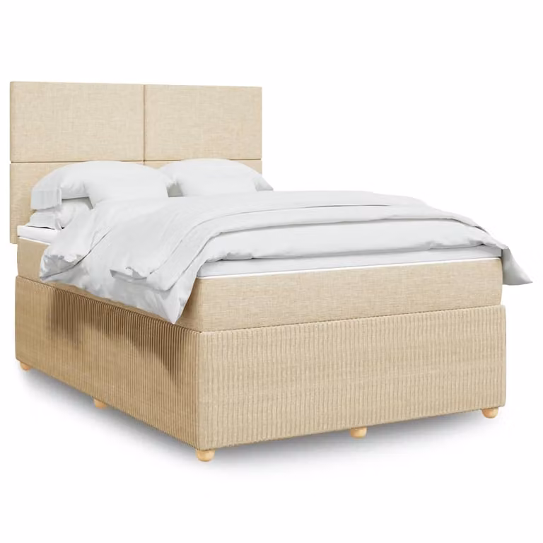 Maison Exclusive - Letto boxspring con materasso Crema 140x200 cm Tessuto