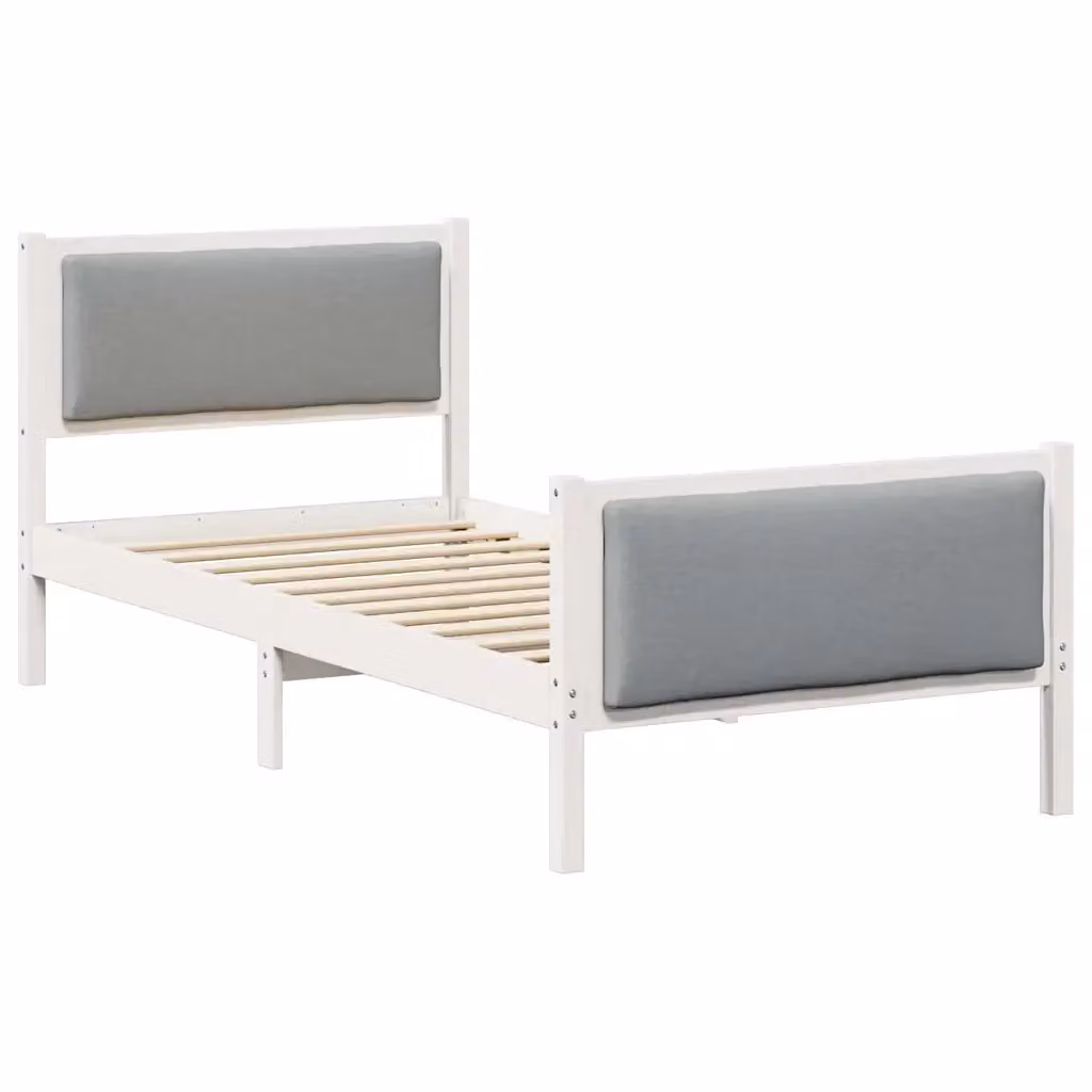 Struttura letto imbottita vidaXL in tessuto grigio con legno di pino, L/P: 90 x 190 cm – 2