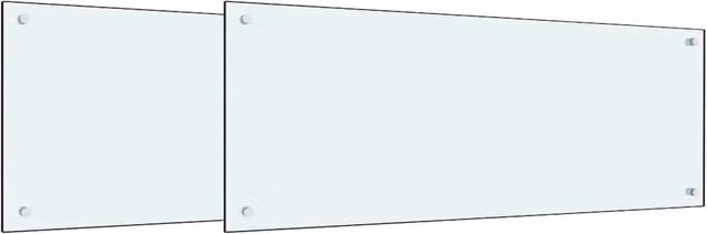 Set di 2 paraschizzi per cucina in vetro temperato bianco, resistenti al calore, L: 100 cm, H: 40 cm