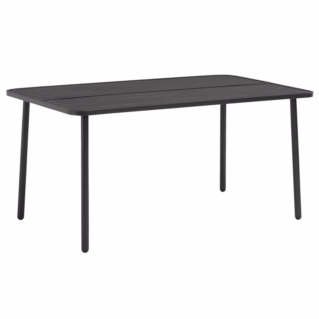 The Living Store tavolo da pranzo da giardino in acciaio 150x90x72 cm design a doghe grigio scuro