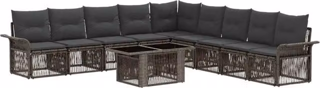 Set Divano da Giardino 10 pz Grigio e Grigio Scuro polyrattan 3436649