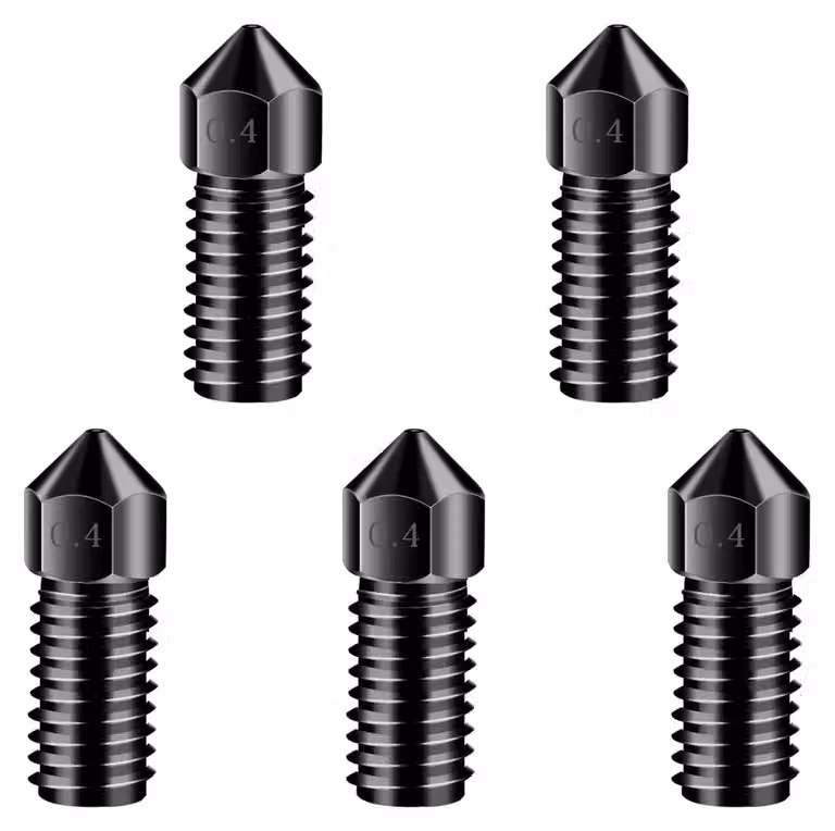 5 ugelli in acciaio temprato migliorati, diametro 0,4 mm